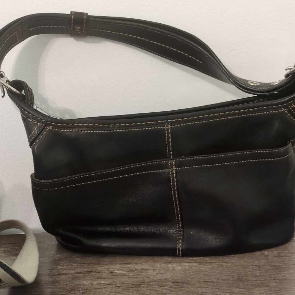 Coach Old School Black Leather Shoulder Bag